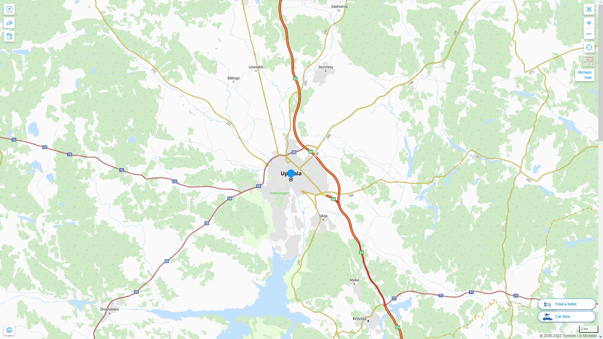 Uppsala Highway and Road Map